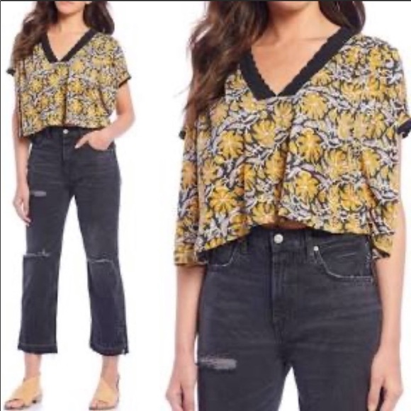 Free People Floral Hi-Lo Crop Top - Picture 5 of 9